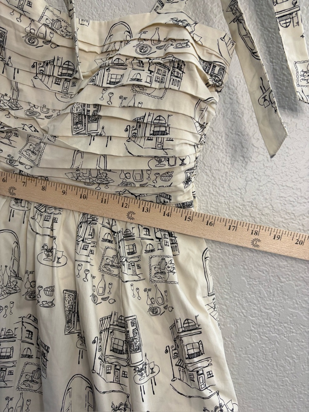 Abercrombie & Fitch Emerson printed tie shoulder pleated maxi dress travel - Picture 13 of 14